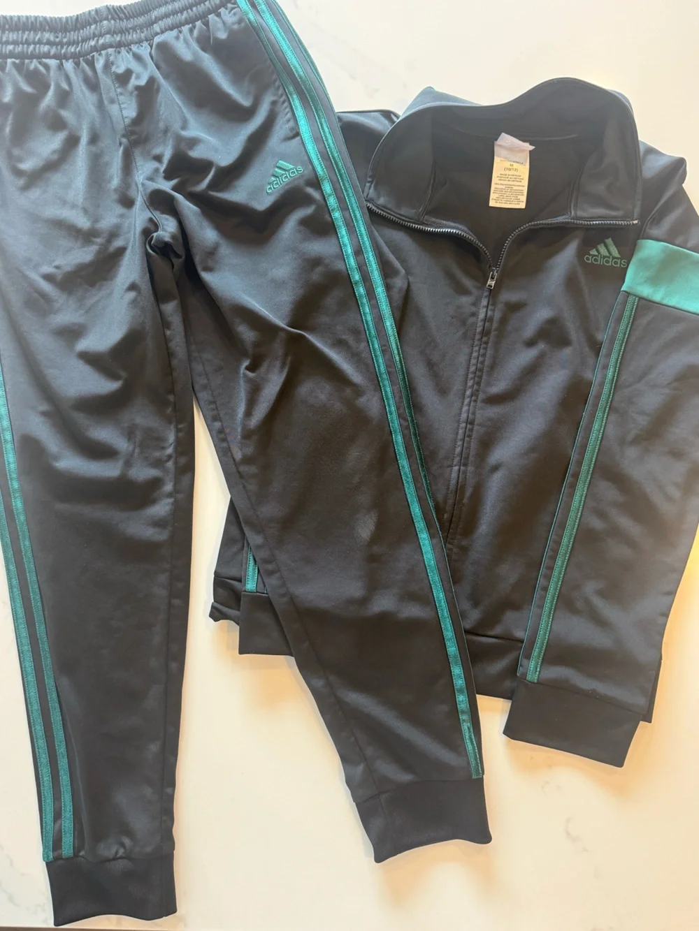 adidas Kids Black Jacket with Green Accents